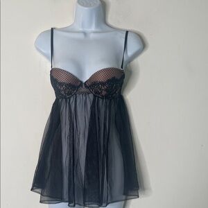 Victoria's Secret Black Lace Mesh Chemise
